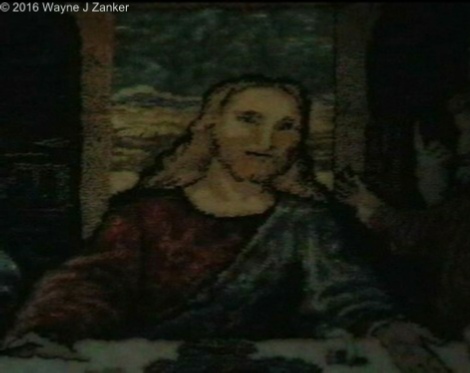 Photograph of Jesus in 2004 in Reflected Sunlight on a Da Vinci Last Supper Wall Tapestry